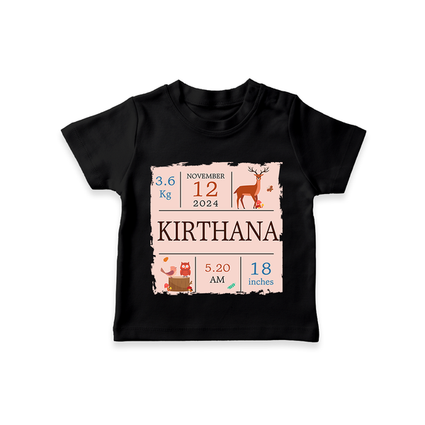 Birth Stats Custom T-shirt | Personalized Baby T-shirt with Birth Details - BLACK - 0-5 Months Old (Chest 17")