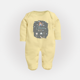 Birthday Milestone Sleep Suit/Full sleeve body suit | Custom Sleep Suit/Full sleeve body suit with Birth Date, Time, and Weight - PASTEL YELLOW - New Born (Chest 7.5")