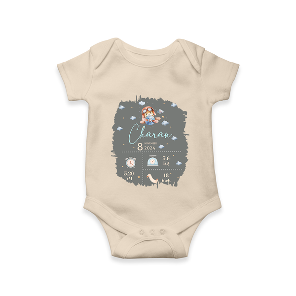 Birthday Milestone Romper | Custom Romper with Birth Date, Time, and Weight - IVORY - New Born (Chest 14")