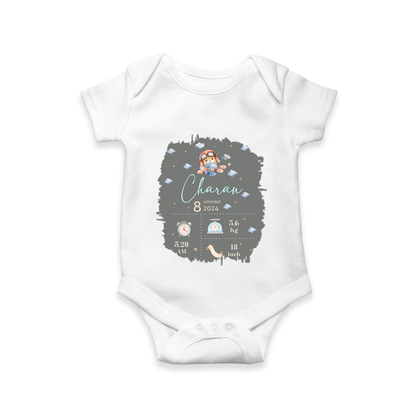 Birthday Milestone Romper | Custom Romper with Birth Date, Time, and Weight - WHITE - New Born (Chest 14")