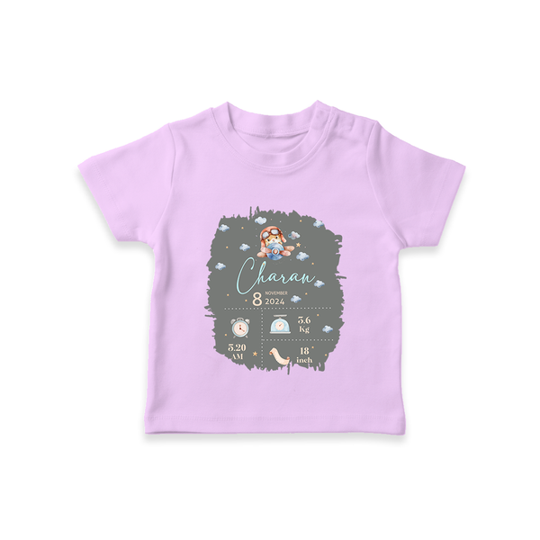 Birthday Milestone T-shirt | Custom T-shirt with Birth Date, Time, and Weight - LILAC - 0-5 Months Old (Chest 17")