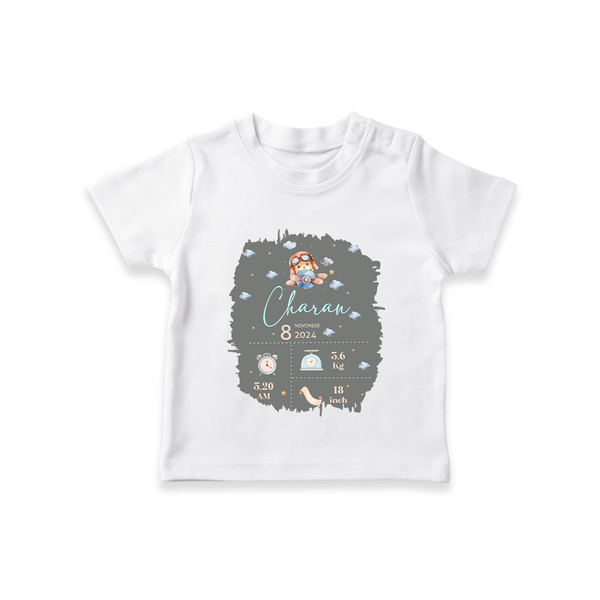 Birthday Milestone T-shirt | Custom T-shirt with Birth Date, Time, and Weight - WHITE - 0-5 Months Old (Chest 17")