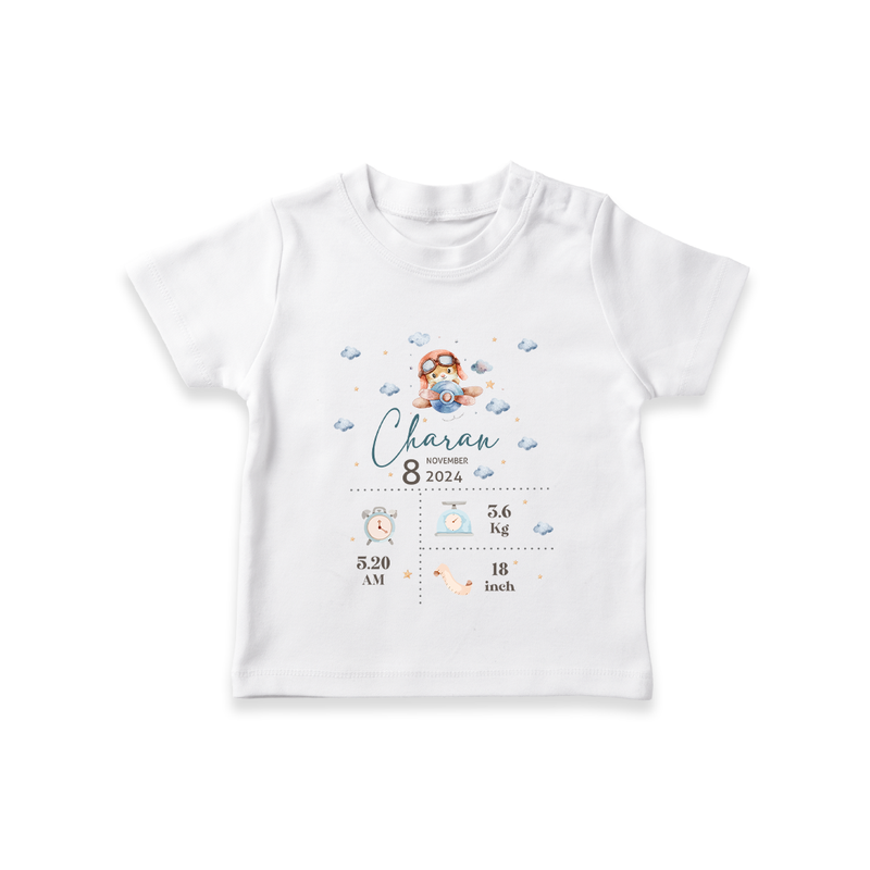 "First Breath - Customized T-shirt With Baby Name, Weight, And Birth Details" - WHITE - 0-5 Months Old (Chest 17")