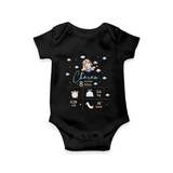 "First Breath - Customized Romper With Baby Name, Weight, And Birth Details" - BLACK - 0 - 3 Months Old (Chest 16")