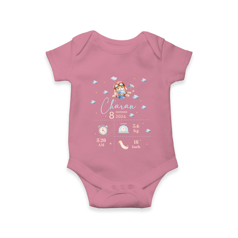 "First Breath - Customized Romper With Baby Name, Weight, And Birth Details" - ONION - 0 - 3 Months Old (Chest 16")