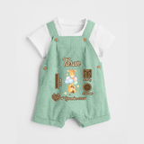 Personalized Birthday Stats Baby Dungaree Set | Custom Dungaree Set for Baby's First Birthday - MINT GREEN - 0 - 5 Months Old (Chest 18")
