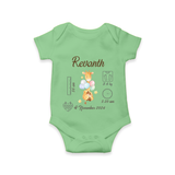 "Forever Precious - Customized Romper With Baby Name, Weight, And Birth Details" - GREEN - 0 - 3 Months Old (Chest 16")