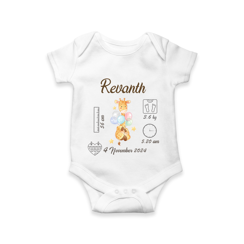 "Forever Precious - Customized Romper With Baby Name, Weight, And Birth Details" - WHITE - 0 - 3 Months Old (Chest 16")