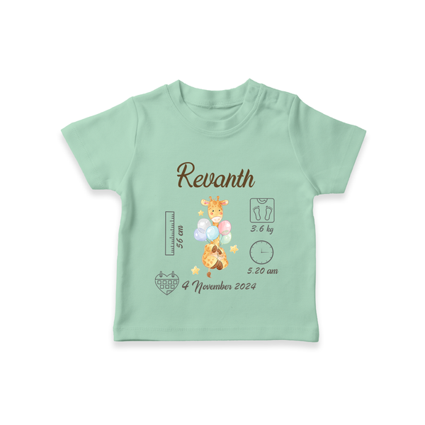 "Forever Precious - Customized T-shirt With Baby Name, Weight, And Birth Details" - MINT GREEN - 0-5 Months Old (Chest 17")