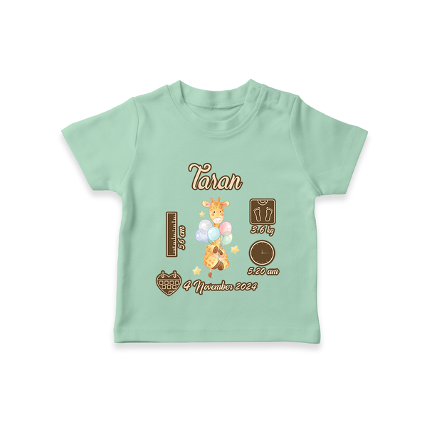 Personalized Birthday Stats Baby T-shirt | Custom T-shirt for Baby's First Birthday - MINT GREEN - 0-5 Months Old (Chest 17")