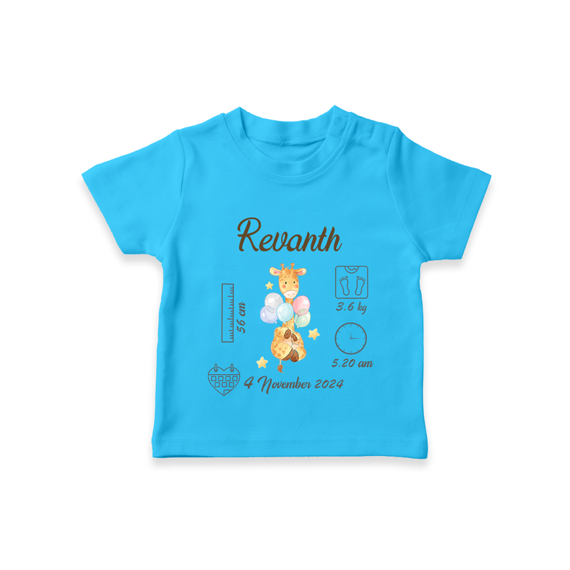 "Forever Precious - Customized T-shirt With Baby Name, Weight, And Birth Details" - SKY BLUE - 0-5 Months Old (Chest 17")