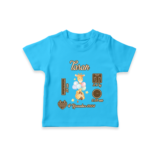 Personalized Birthday Stats Baby T-shirt | Custom T-shirt for Baby's First Birthday - SKY BLUE - 0-5 Months Old (Chest 17")