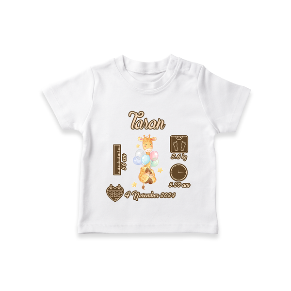 Personalized Birthday Stats Baby T-shirt | Custom T-shirt for Baby's First Birthday - WHITE - 0-5 Months Old (Chest 17")