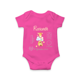 "Forever Precious - Customized Romper With Baby Name, Weight, And Birth Details" - HOT PINK - 0 - 3 Months Old (Chest 16")