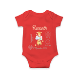 "Forever Precious - Customized Romper With Baby Name, Weight, And Birth Details" - RED - 0 - 3 Months Old (Chest 16")