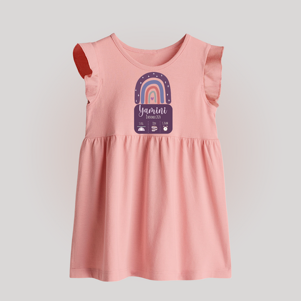 Custom Birthday Stat Baby Frock | Personalized Baby Frock with Baby's Birth Date and Weight - BABY PINK - 0 - 3 Months Old (Chest 17")