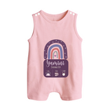 Custom Birthday Stat Romper Suit/Sleeveless Romper | Personalized Romper Suit/Sleeveless Romper with Baby's Birth Date and Weight - BABY PINK - 0 - 5 Months Old (Chest 18")