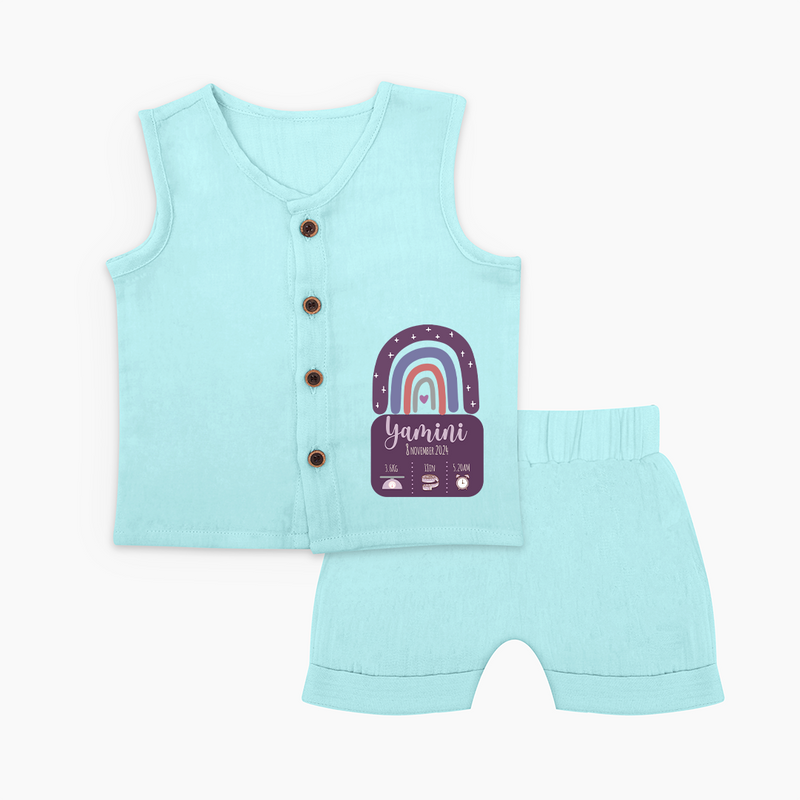 Custom Birthday Stat Jabla Set | Personalized Jabla Set with Baby's Birth Date and Weight - BABY BLUE - 0 - 3 Months Old (Chest 9.8")