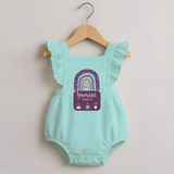Custom Birthday Stat Romper Frock | Personalized Romper Frock with Baby's Birth Date and Weight - MINT GREEN - 0 - 3 Months Old (Chest 19")