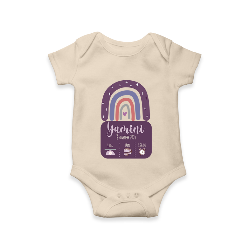 Custom Birthday Stat Romper | Personalized Romper with Baby's Birth Date and Weight - IVORY - New Born (Chest 14")