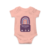 Custom Birthday Stat Romper | Personalized Romper with Baby's Birth Date and Weight - PEACH - New Born (Chest 14")
