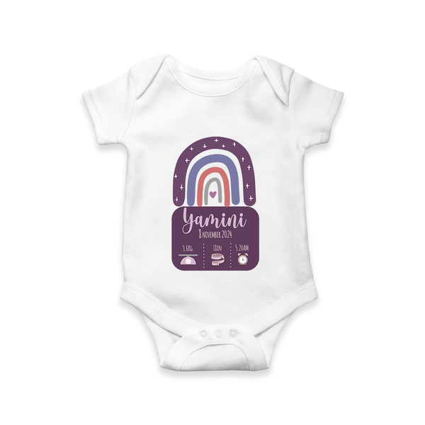 Custom Birthday Stat Romper | Personalized Romper with Baby's Birth Date and Weight - WHITE - New Born (Chest 14")