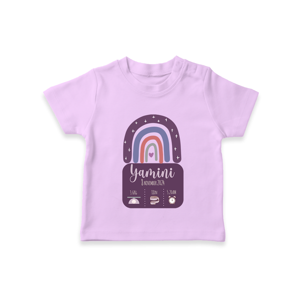 Custom Birthday Stat T-shirt | Personalized T-shirt with Baby's Birth Date and Weight - LILAC - 0-5 Months Old (Chest 17")