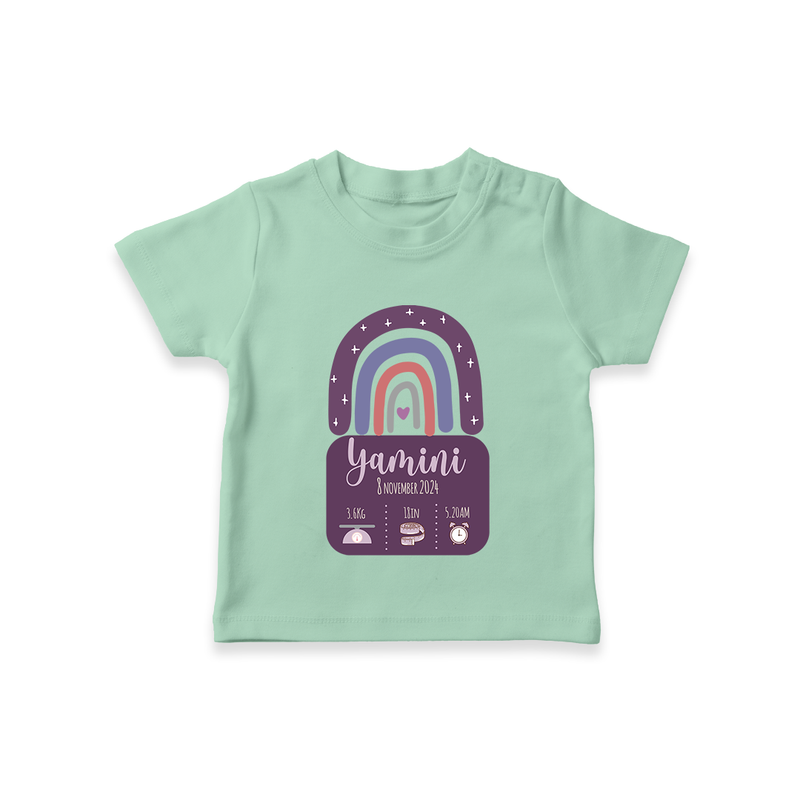 Custom Birthday Stat T-shirt | Personalized T-shirt with Baby's Birth Date and Weight - MINT GREEN - 0-5 Months Old (Chest 17")