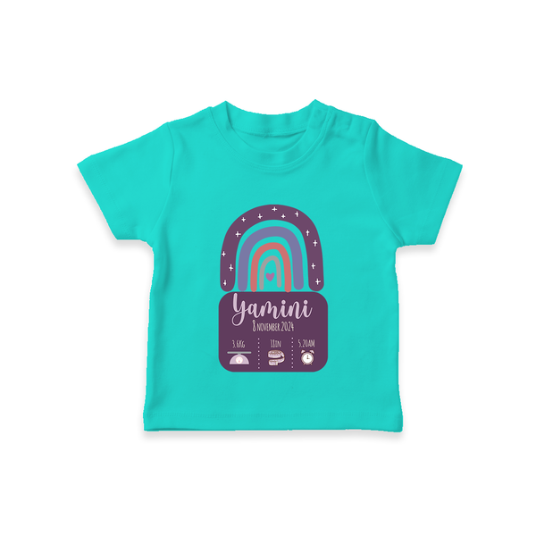 Custom Birthday Stat T-shirt | Personalized T-shirt with Baby's Birth Date and Weight - TEAL - 0-5 Months Old (Chest 17")