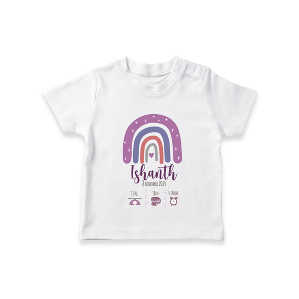 "Adorable Arrival - Customized T-shirt With Baby Name, Weight, And Birth Details" - WHITE - 0-5 Months Old (Chest 17")