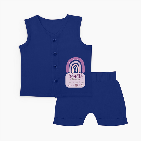 Custom Birthday Stat Jabla Set | Personalized Jabla Set with Baby's Birth Date and Weight - NAVY BLUE - 0 - 3 Months Old (Chest 9.8")