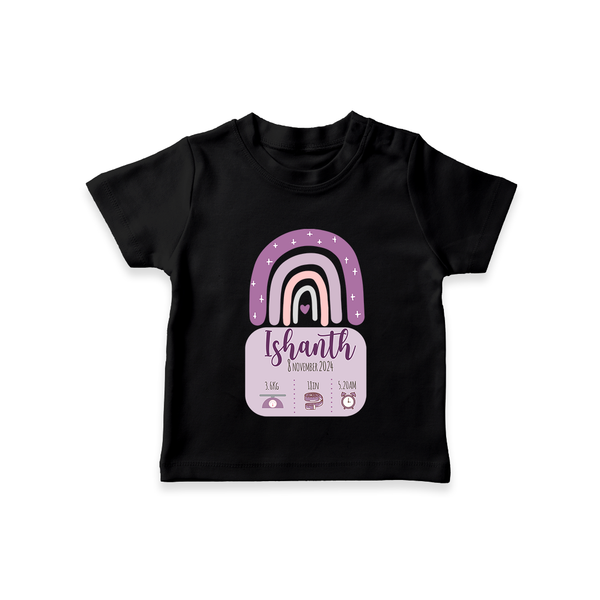 Custom Birthday Stat T-shirt | Personalized T-shirt with Baby's Birth Date and Weight - BLACK - 0-5 Months Old (Chest 17")