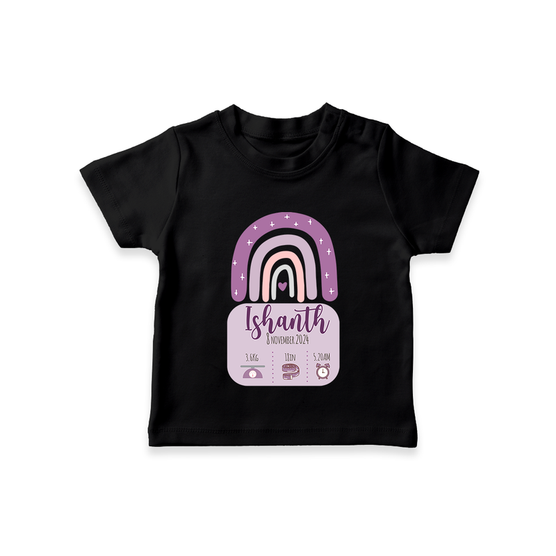 Custom Birthday Stat T-shirt | Personalized T-shirt with Baby's Birth Date and Weight - BLACK - 0-5 Months Old (Chest 17")