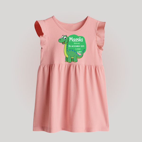 Milestone Birth Stats Baby Frock | Personalized Baby Frock for Baby's Special Day - BABY PINK - 0 - 3 Months Old (Chest 17")