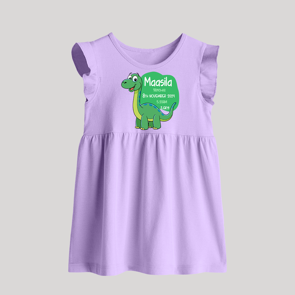Milestone Birth Stats Baby Frock | Personalized Baby Frock for Baby's Special Day - LILAC - 0 - 3 Months Old (Chest 17")