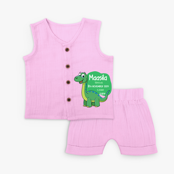 Milestone Birth Stats Jabla Set | Personalized Jabla Set for Baby's Special Day - BABY PINK - 0 - 3 Months Old (Chest 9.8")