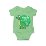 Milestone Birth Stats Romper | Personalized Romper for Baby's Special Day - GREEN - New Born (Chest 14")