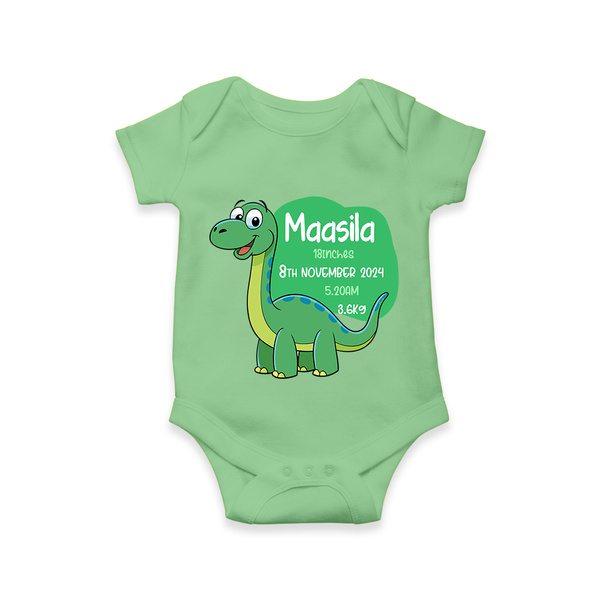 Milestone Birth Stats Romper | Personalized Romper for Baby's Special Day - GREEN - New Born (Chest 14")
