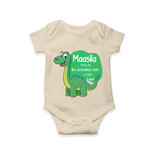 Milestone Birth Stats Romper | Personalized Romper for Baby's Special Day - IVORY - New Born (Chest 14")