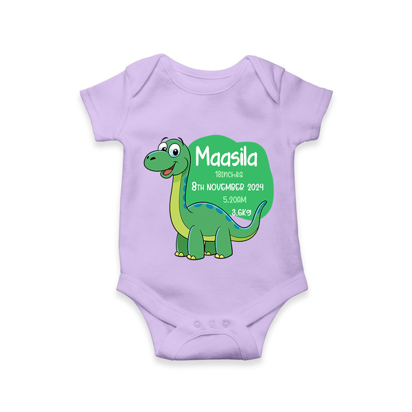 Milestone Birth Stats Romper | Personalized Romper for Baby's Special Day - LILAC - New Born (Chest 14")