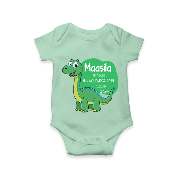 Milestone Birth Stats Romper | Personalized Romper for Baby's Special Day - MINT GREEN - New Born (Chest 14")