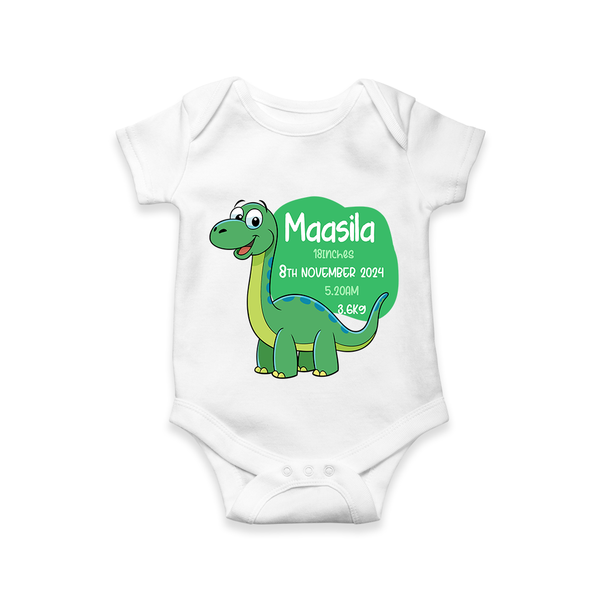 Milestone Birth Stats Romper | Personalized Romper for Baby's Special Day - WHITE - New Born (Chest 14")