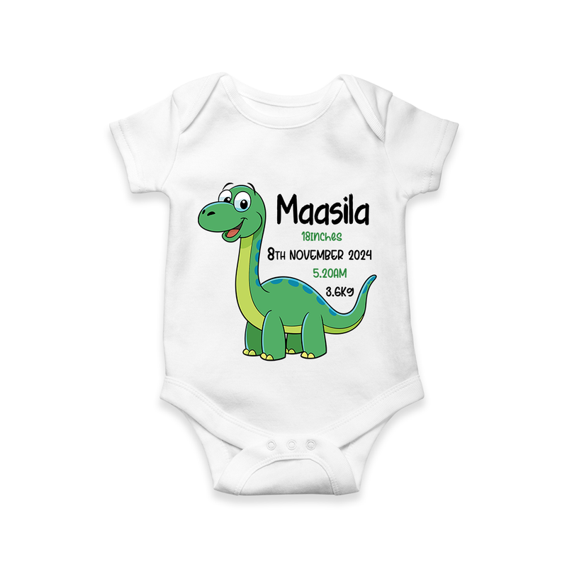 "Little Star's Arrival - Customized Romper With Baby Name, Weight, And Birth Details" - WHITE - 0 - 3 Months Old (Chest 16")