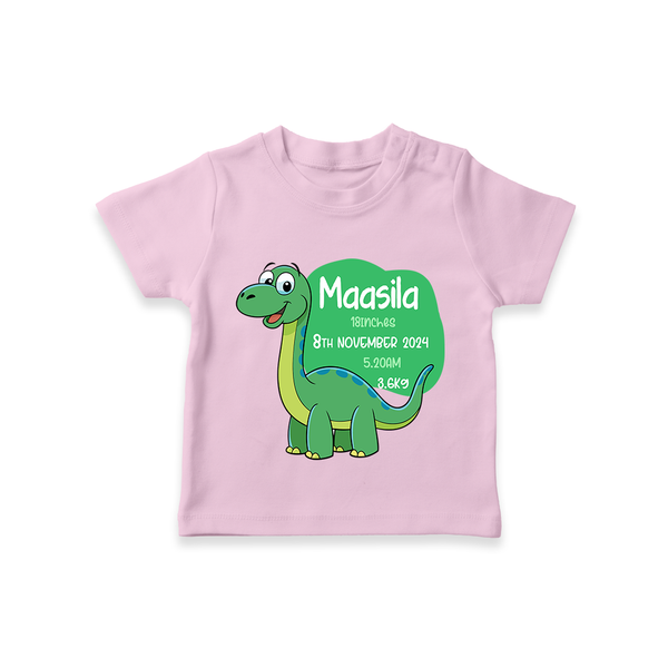 Milestone Birth Stats T-shirt | Personalized T-shirt for Baby's Special Day - BABY PINK - 0-5 Months Old (Chest 17")