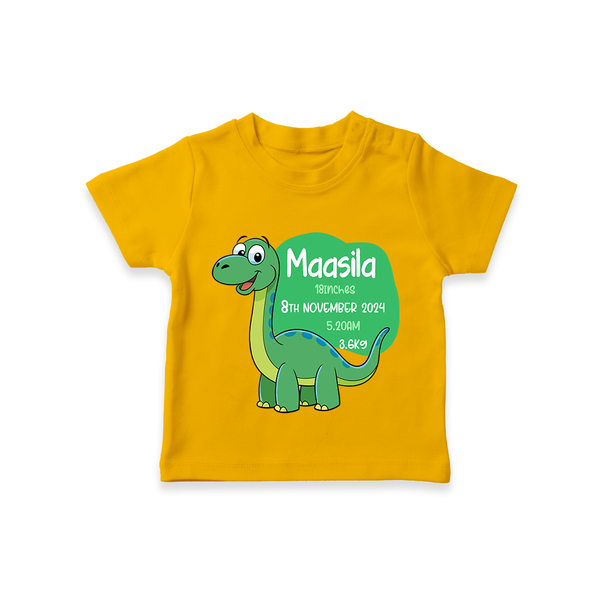 Milestone Birth Stats T-shirt | Personalized T-shirt for Baby's Special Day - CHROME YELLOW - 0-5 Months Old (Chest 17")