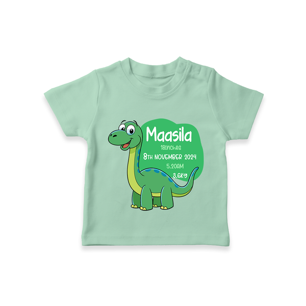 Milestone Birth Stats T-shirt | Personalized T-shirt for Baby's Special Day - MINT GREEN - 0-5 Months Old (Chest 17")