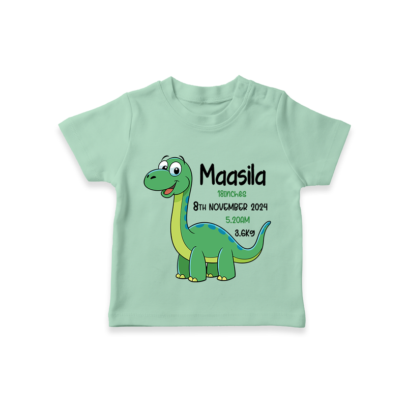 "Little Star's Arrival - Customized T-shirt With Baby Name, Weight, And Birth Details" - MINT GREEN - 0-5 Months Old (Chest 17")