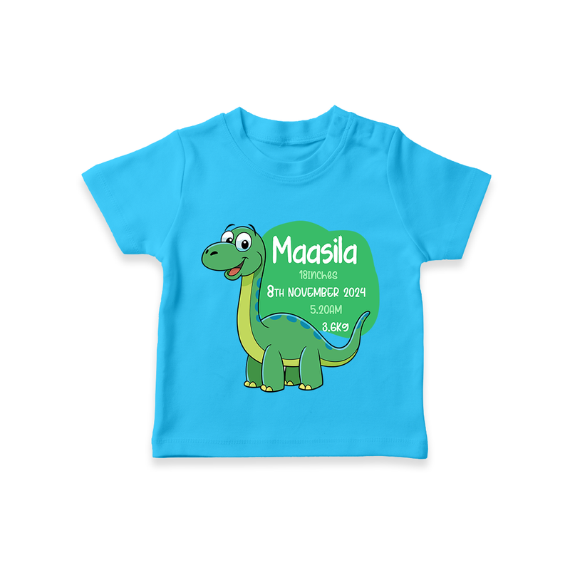 Milestone Birth Stats T-shirt | Personalized T-shirt for Baby's Special Day - SKY BLUE - 0-5 Months Old (Chest 17")
