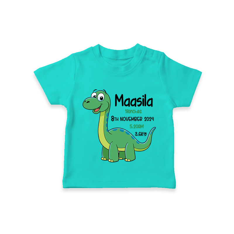 "Little Star's Arrival - Customized T-shirt With Baby Name, Weight, And Birth Details" - TEAL - 0-5 Months Old (Chest 17")