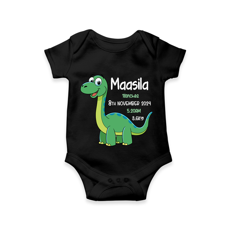 "Little Star's Arrival - Customized Romper With Baby Name, Weight, And Birth Details" - BLACK - 0 - 3 Months Old (Chest 16")